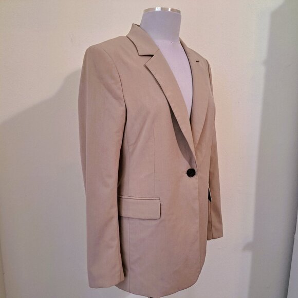 H&M Women Lined Blazer  Collar Jacket Long Sleeve Size S Color Tan - Picture 11 of 12